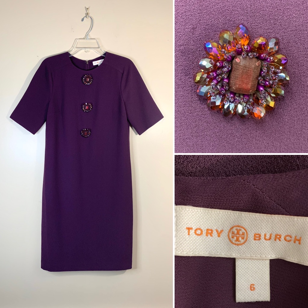 Tory Burch Purple Raine Shift Dress. Size 6